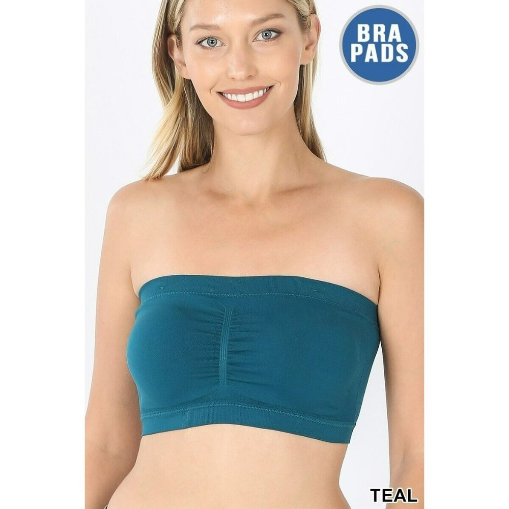 Women's 7" Seamless Bandeau Strapless Bra Padded Layering Tube Top Zenana NT5516